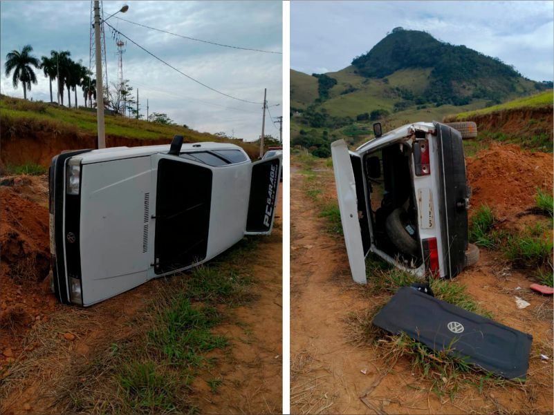 Suspeito capota veículo durante perseguição policial em Miraí