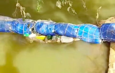 Grupo ambiental instala ecobarreira no ribeirão Meia Pataca
