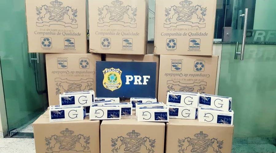 PRF apreende em Leopoldina cigarros contrabandeados do Paraguai