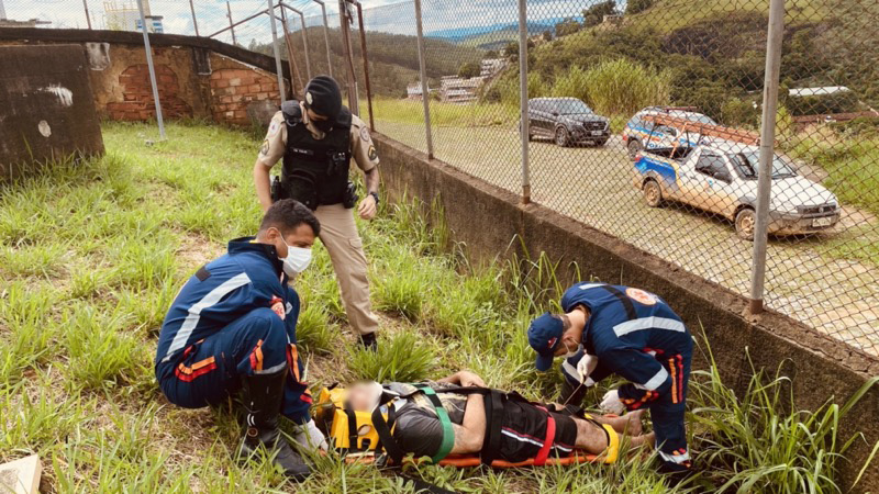 Homem ferido é resgatado na torre de celular próximo ao Cristo