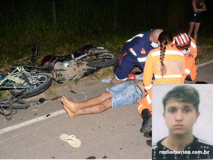Jovem morre após colisão entre motocicleta e bicicleta em Muriaé
