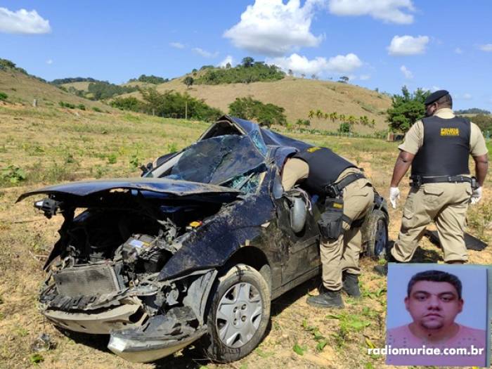 Motorista morre após capotar veículo na estrada Miraí-Muriaé