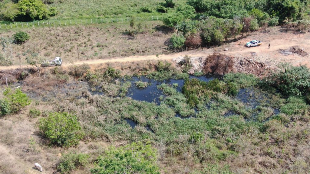 Lagoa de esgoto no São Marcos mobiliza Polícia Militar do Meio Ambiente