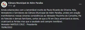 Jovem morto em Além Paraíba