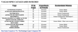 Sine Cataguases oferece 31