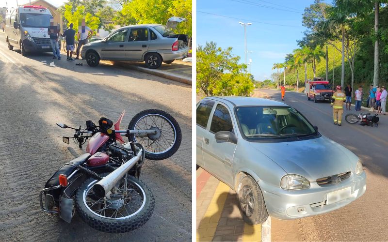Motociclista é atingido por veículo na área central de Santana de Cataguases