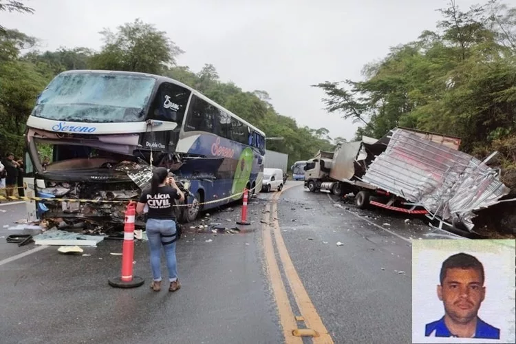 Acidente com ônibus da Sereno Tur mata motorista e deixa oito feridos