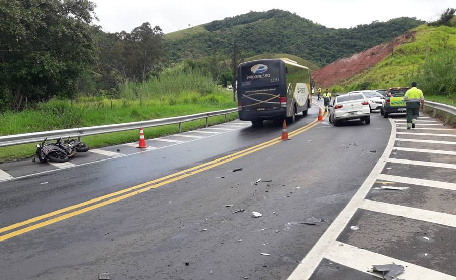 Motociclista morre em acidente na BR-116, em Leopoldina