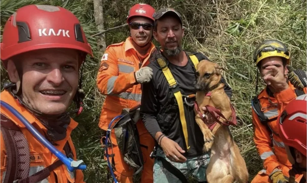 Bombeiros resgatam atleta e sua cadela em mata de Guarani