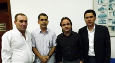 Vereadores Fernando Amaral, Fernando Pacheco, e Vinicius Oliveira com Eros Biondini