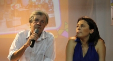 Álvaro e Andréa durante o Encontro com o Escritor