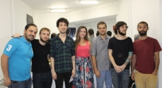 Fausto Menta (camisa azul) com Cícero e seus músicos