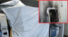 No detalhe da foto, o buraco feito no equipamento durante a ação criminosa