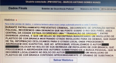 Fac-simile do Boletim de Ocorrência no qual a notícia inicial se baseou