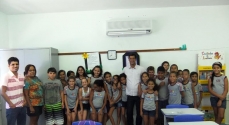 O Prefeito Vadinho Baião esteve em uma das escolas já climatizadas