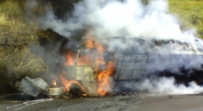 O caminhão de Ubá, foi todo consumido pelo fogo