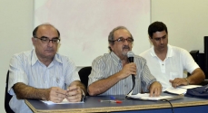 Geraldo Antonucci, Vasco Miranda e Eliermes Teixeira, durante a reunião 