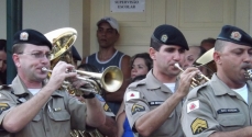 A Banda da Polícia Militar se apresentou durante o evento