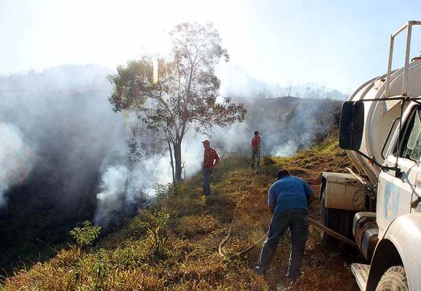 O fogo consumiu uma grande área entre os bairros Bandeirantes e Thomé 