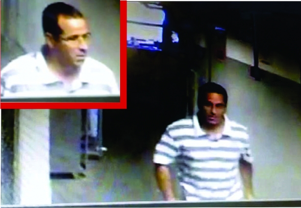 As câmeras de segurança mostram o rosto do suposto ladrão que fugiu sem ser incomodado