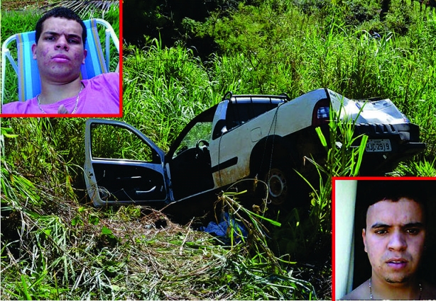 Jarckson, acima e Breno, abaixo na foto, voltavam para casa nesta Fiorino 