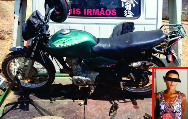 Lucas (no detalhe) foi preso usando a moto que teria roubado em Aracati