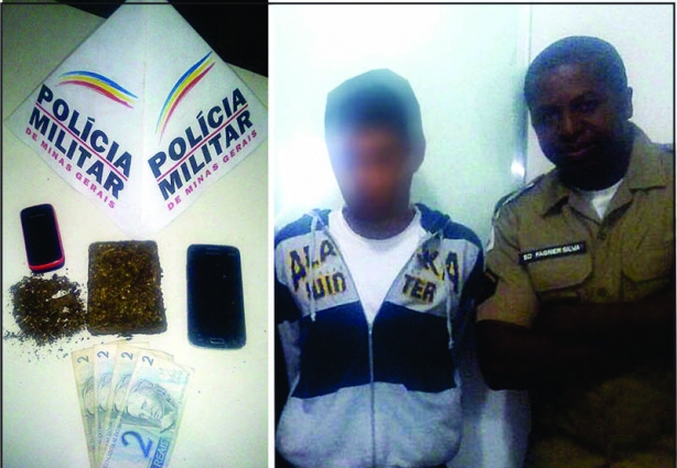 "PH"! ao lado do policial Fagner e a droga que ele iria vender por R$300