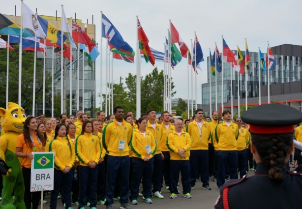 A delegação brasileira durante sua apresentação oficial nos Jogos Pan-Americanos