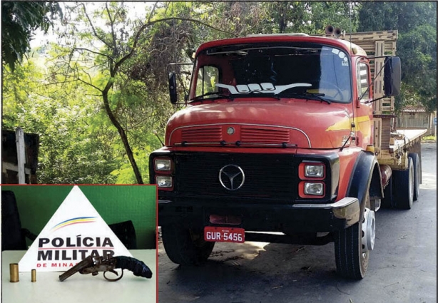 A PM apreendeu arma de fogo com um adolescente e a Polícia Rodoviária multou caminhão com placa adulterada
