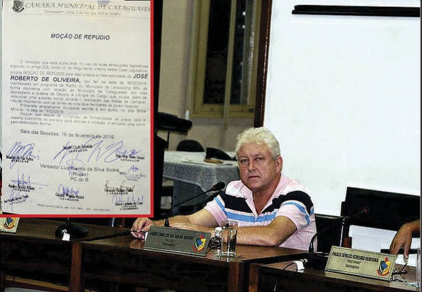 O vereador Russo foi o proponente da Moção de Repúdio ao prefeito de Leopoldina, José Roberto de Oliveira