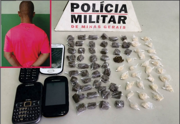 Policiais cumpriram mandado de prisão contra o suspeito e ao revistarem a casa dele encontraram droga pronta para a venda
