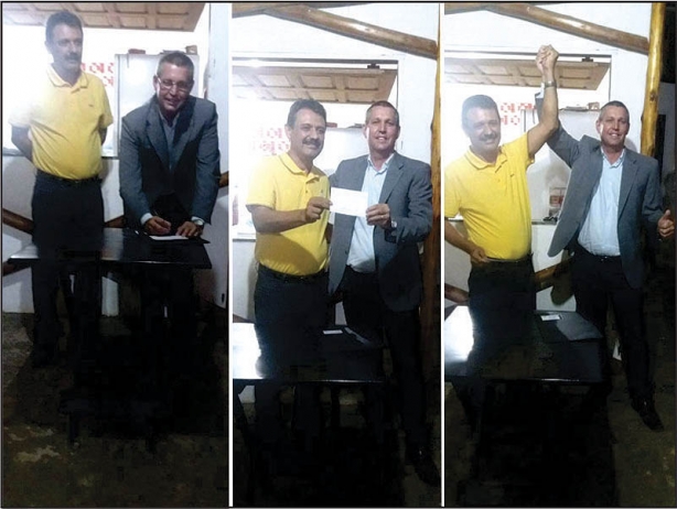 O prefeito Jos&eacute; Ronaldo Milani (direita) e o vice, Jaime Vargas, durante filia&ccedil;&atilde;o no PSDB