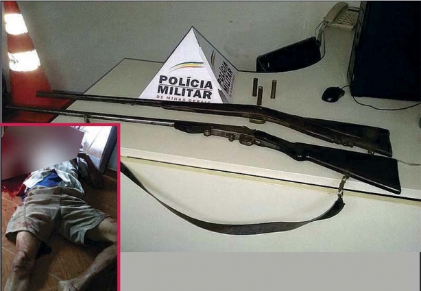 O idoso recebeu diversos golpes de faca e em sua casa foram encontradas duas espingardas