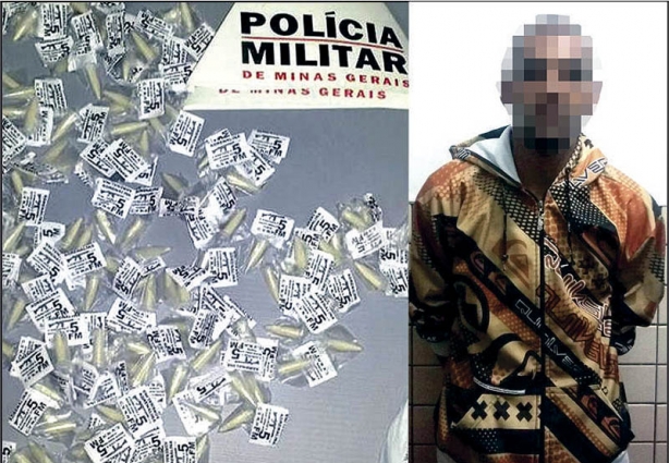 O rapaz foi preso em flagrante após chegar do Rio de Janeiro com mais de 300 pinos de cocaína na mochila