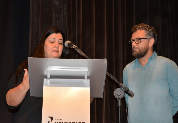 Mônicia Botelho e Marco Andrade durante a abertura da segunda noite do Encontro Memória, Museu e Sociedade