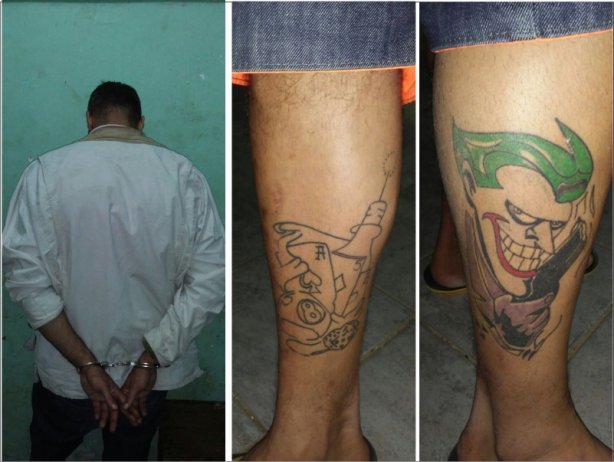 Aquelas tatuagens, segundo a Pol&iacute;cia, possuem significado entre os criminosos