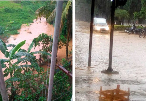 Córrego Romualdinho e Avenida Astolfo Dutra neste começo de tarde em Cataguases