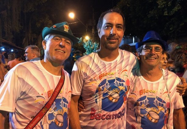 Fernando Moreira, Élcio Mariquito e Ricardo Mattos, fundadores do Bloco Bacanaço